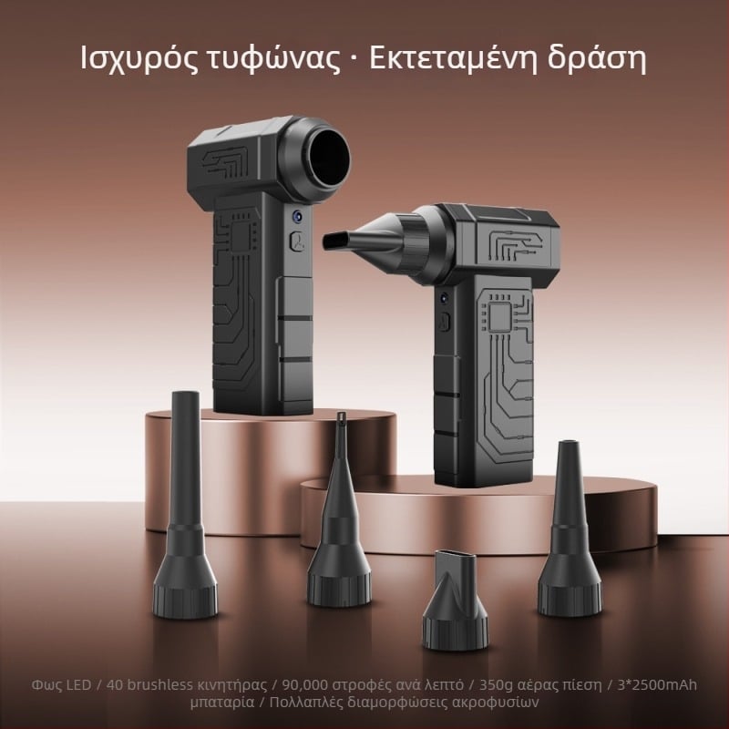 Μίνι φορητός ανεμιστήρας χωρίς ψήκτρες, για χέρι, με λειτουργία εκτόξευσης σκόνης, USB τροφοδοσία, μπαταρία 6000mAh, 4 ταχύτητες, 6+ λεπίδες