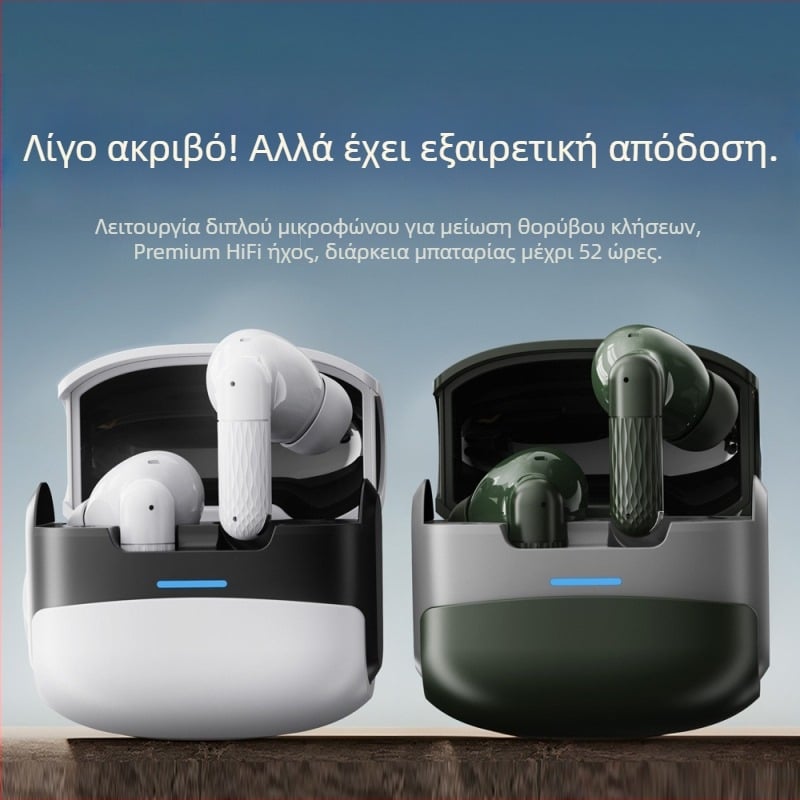 Ασύρματα ακουστικά Bluetooth W919, Πραγματικό ασύρματο στερεοφωνικό, Διπλά μικρόφωνα για κλήσεις, Bluetooth 5.4, In-ear, εμβέλεια 15 m