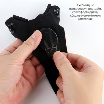Unisex γάντια ψαρέματος με LED φως στο δάχτυλο για νυχτερινό ψάρεμα, ύφασμα πλεκτό με στρώμα αέρα και PP