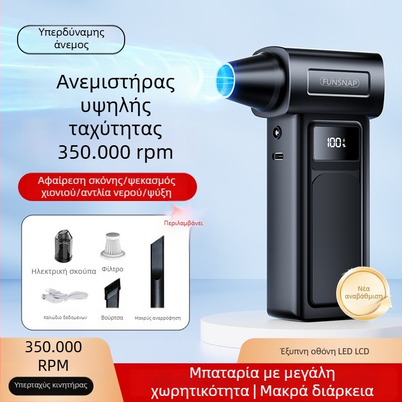 Φορητός ανεμιστήρας χειρός με τουρμπο, 4 ταχύτητες, brushless κινητήρας, ενσωματωμένη μπαταρία 2000–4000 mAh, θόρυβος 36–45 dB