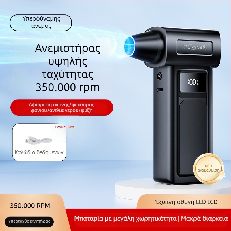 Φορητός ανεμιστήρας χειρός με τουρμπο, 4 ταχύτητες, brushless κινητήρας, ενσωματωμένη μπαταρία 2000–4000 mAh, θόρυβος 36–45 dB