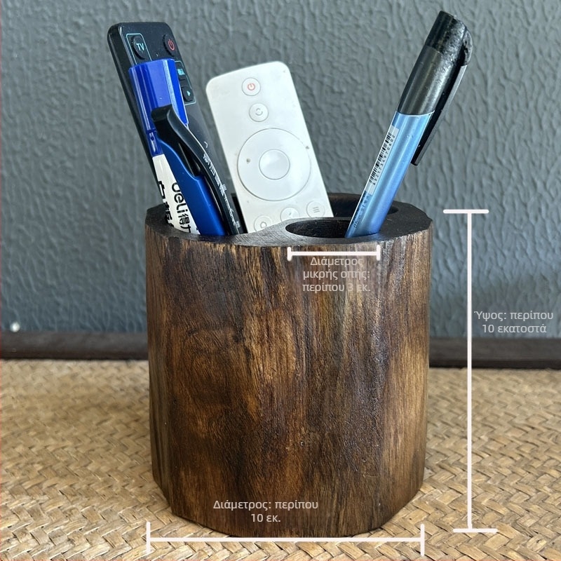 Κυκλική ξύλινη θήκη στυλό, μοντέλο T096, ρετρό διακοσμητικό γραφείου για οικιακό χώρο, ιδανικό δώρο για μετεγκατάσταση ή τα Χριστούγεννα.