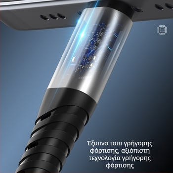 3-σε-1 Πλεκτό Καλώδιο Μεταφοράς Δεδομένων Γρήγορης Φόρτισης — Lightning, Micro USB & Type-C, Μέγ. 5A