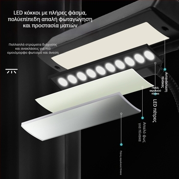 Φορτιζόμενη LED λυχνία για μουσικό στήριγμα, κλιπ-όν, ρυθμιζόμενη, για εξάσκηση πιάνου