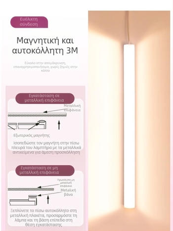 LED λαμπτήρας γραφείου με προστασία ματιών για μελέτη – USB τροφοδοσία, 5V, μαγνητική στερέωση, σκιά PC+ABS, περιβαλλοντικό φως