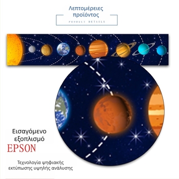 Καμβάς τοίχου με ξύλινο πλαίσιο – μοντέρνος μινιμαλιστικός σχεδιασμός πλανητών του ηλιακού συστήματος για παιδικό δωμάτιο, προσαρμόσιμο, σε κάδρο, μονή ή διπλό σετ