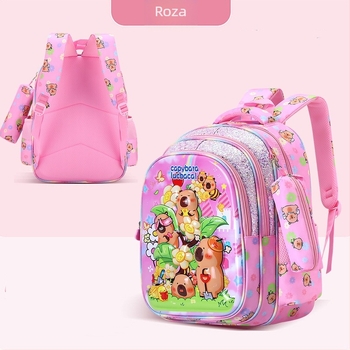 Dječji školski ruksak s motivom capybare, unisex, najlon, ultra lagan, naramenice s zračnim jastučićem