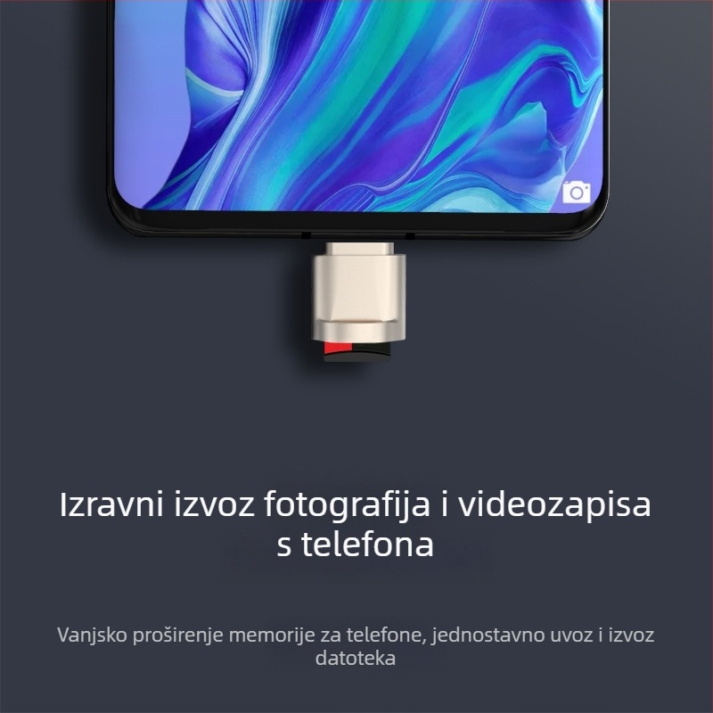 USB-C OTG čitač TF kartica za mobitele i tablete — USB 2.0, TF podrška, Type-C, vanjska instalacija