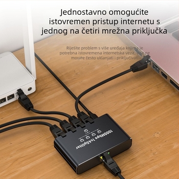 GigaBitni Ethernet mrežni prekidač i splitter, izlazi 1–4 / 1–3 / 1–2, 1000 Mbps, model 1.2