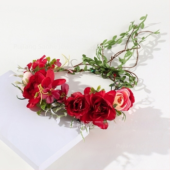 Ručna boemska kruna za kosu s tekstilnim cvijećem za djecu