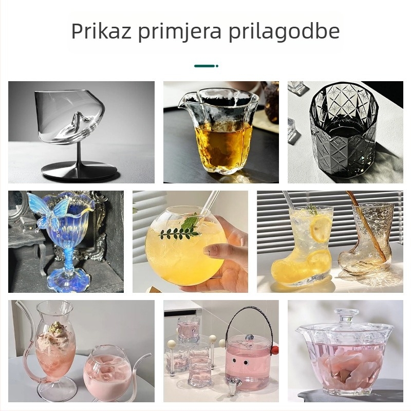 Čaša za vodu od visokosilikatnog stakla – jednostavna konstrukcija, okrugla ručka, visoka otpornost na temperaturu, tisak