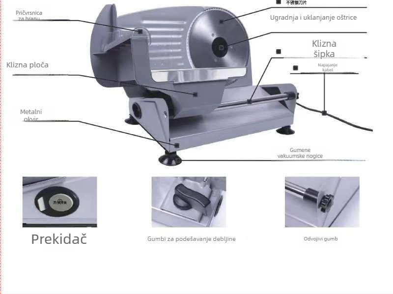 Električna kućna mesoreznica, PS materijal, 220W, za govedinu, janjetinu i šunku — Model ltao1009648777
