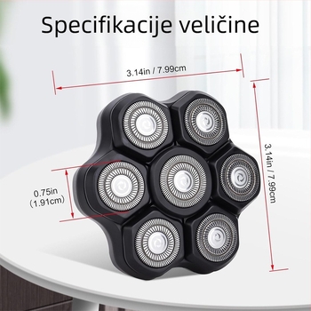 Zamjenska rotirajuća glava s 7 oštrica za električni brijač za ćelavu glavu