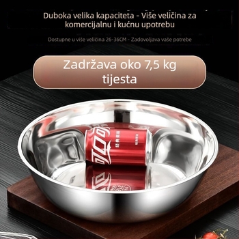 Debela nehrđajuća čelična zdjela za juhu i tijesto, s mogućnošću zagrijavanja, kućna upotreba