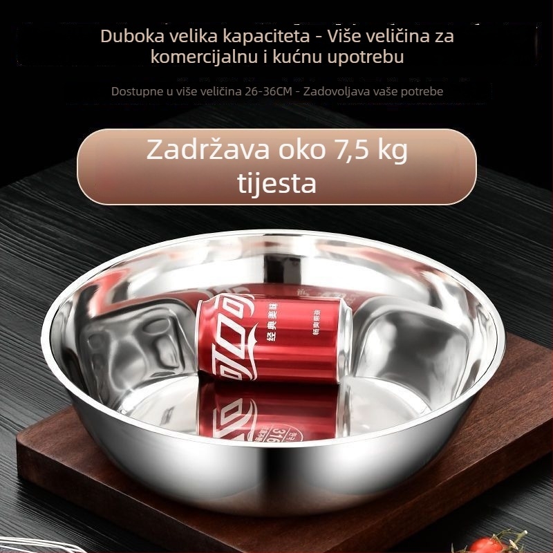 Debela nehrđajuća čelična zdjela za juhu i tijesto, s mogućnošću zagrijavanja, kućna upotreba