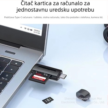Q-02 Dvostruki OTG čitač kartica SD/TF – Type-C/USB 2.0, vanjski, Windows 7 kompatibilan