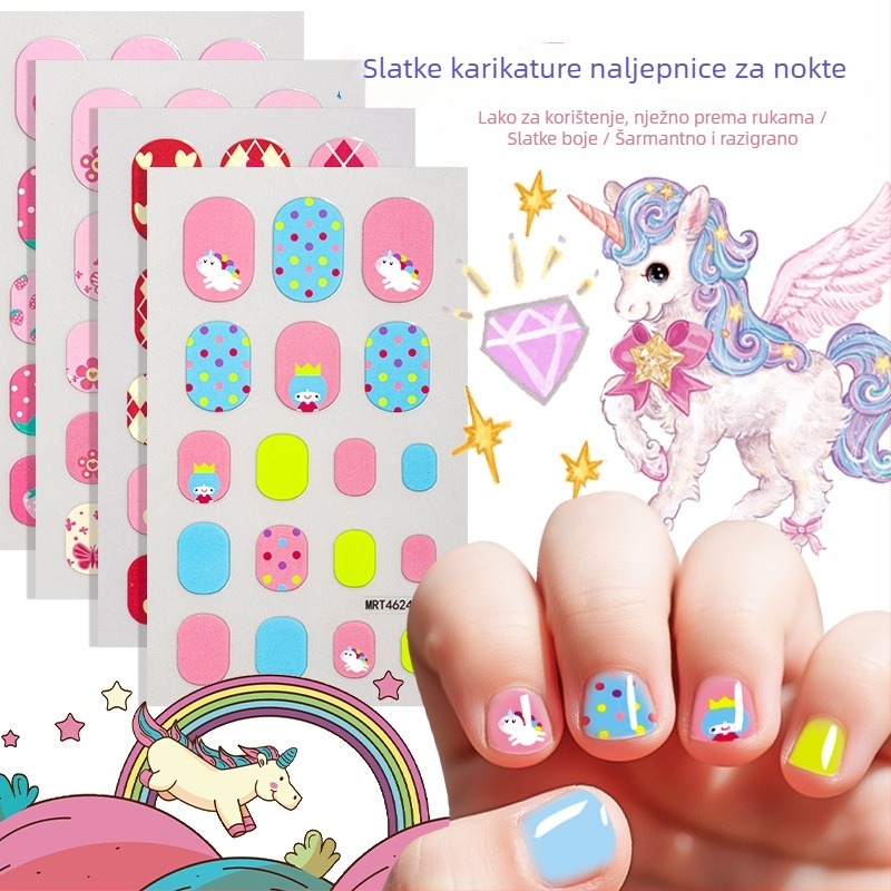 Set naljepnica za nokte za djecu – DIY manikura sa crtanim životinjama i voćem, 5 g