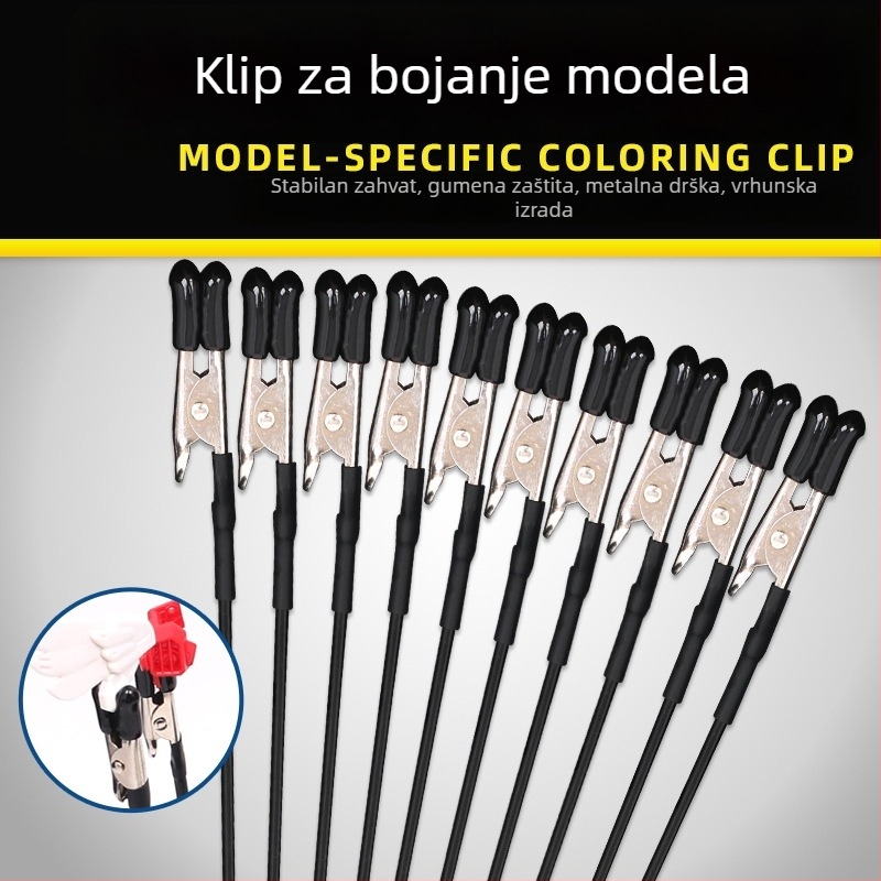 Klip za bojanje i sušenje Gundam modela uz aerograf, anti-zatezanje krokodil klips, metalno/plastično kućište, 63 g