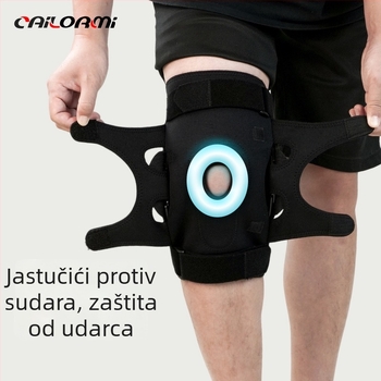 Zaštita koljena s podesivim šarnirskim nosačem, otvoreni dizajn, pločica u obliku polumjeseca, čelični nosač, hloroprenski kaučuk
