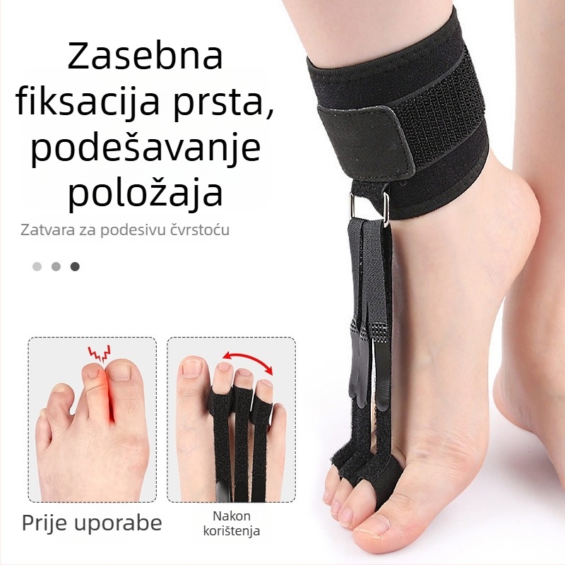 Gležnja ortoza s dizajnom razdvojenih prstiju i podesivim Velcro remenom