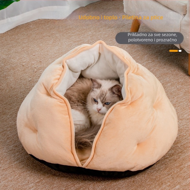 Ding Ding mačje gnijezdo — poluzatvoren, prozračno, sve sezone, od tkanine, s okružnim jastukom