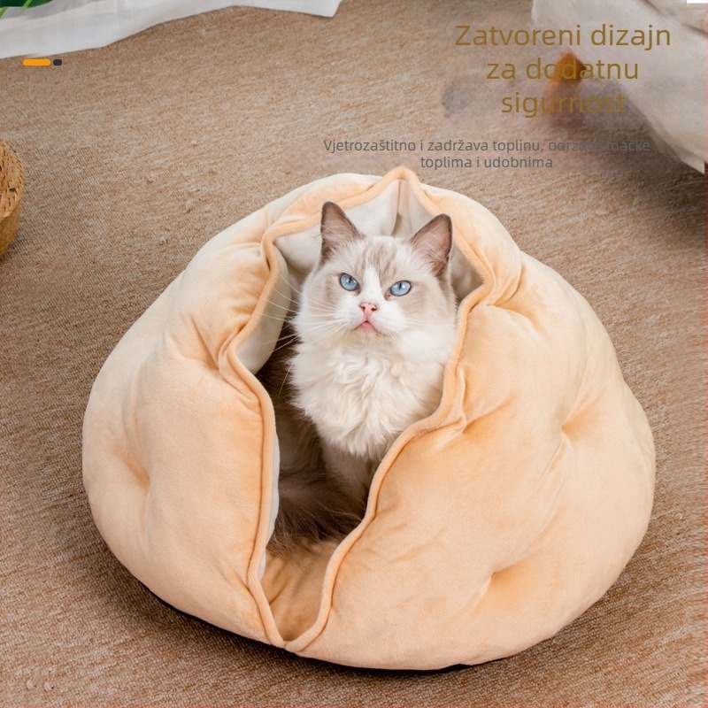 Ding Ding mačje gnijezdo — poluzatvoren, prozračno, sve sezone, od tkanine, s okružnim jastukom