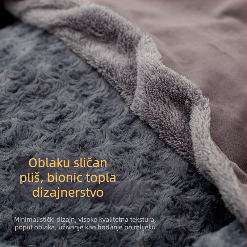 Gnijezdo za kućne ljubimce – okruglo gnijezdo s navlakom rose velvet; materijal: rose velvet; oblik: kružni; pogodno za pse; novi stil s pokrovom