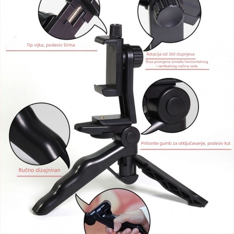 Vanjski držač za telefon za vloganje – ručni stativ, anti-trzanje, plastična konstrukcija