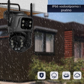 Kamera za nadzor s dvostrukim lećama, WiFi PTZ, noćni vid, 6MP, unutarnja i vanjska upotreba