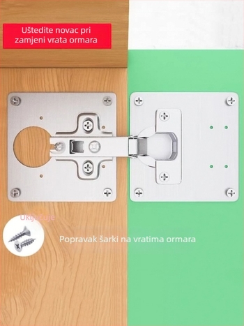 Nehrđajuća čelična pločica za mehanizam vrata za ormariće i garderobe, s otvorima za vijak