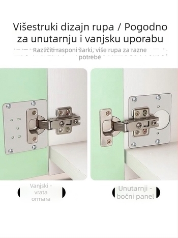 Nehrđajuća čelična pločica za mehanizam vrata za ormariće i garderobe, s otvorima za vijak