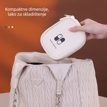 Prijenosna torbica za lijekove, model 105, kockasti oblik, PU materijal, višestruka namjena, pogodna za putovanja