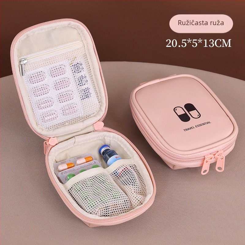 Prijenosna torbica za lijekove, model 105, kockasti oblik, PU materijal, višestruka namjena, pogodna za putovanja