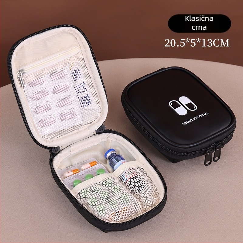 Prijenosna torbica za lijekove, model 105, kockasti oblik, PU materijal, višestruka namjena, pogodna za putovanja