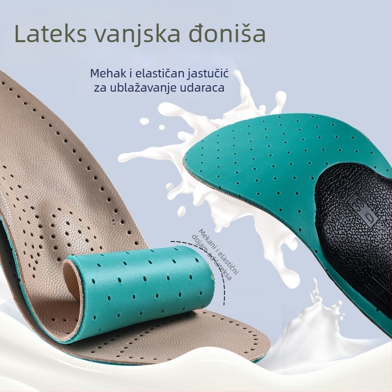Ortotski ulošak za obuću s podrškom luka, prava kozja koža, latex protiv klizanja, apsorpcija udara, TPU protiv torziji