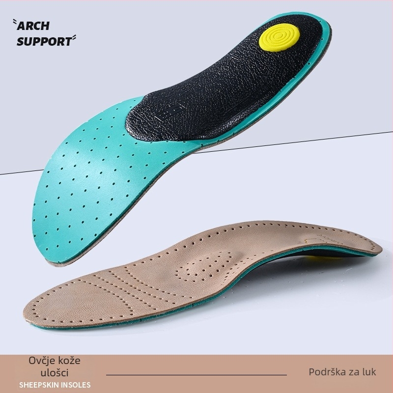 Ortotski ulošak za obuću s podrškom luka, prava kozja koža, latex protiv klizanja, apsorpcija udara, TPU protiv torziji