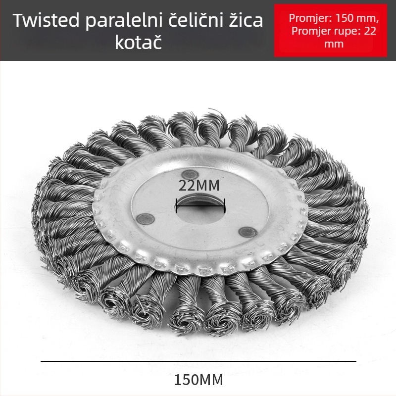 Uvrnuti ravni žični kotač za brušenje – uklanjanje zavarene šljake i hrđe, paralelni tip, karbonsko čelika, 11 000 obr/min