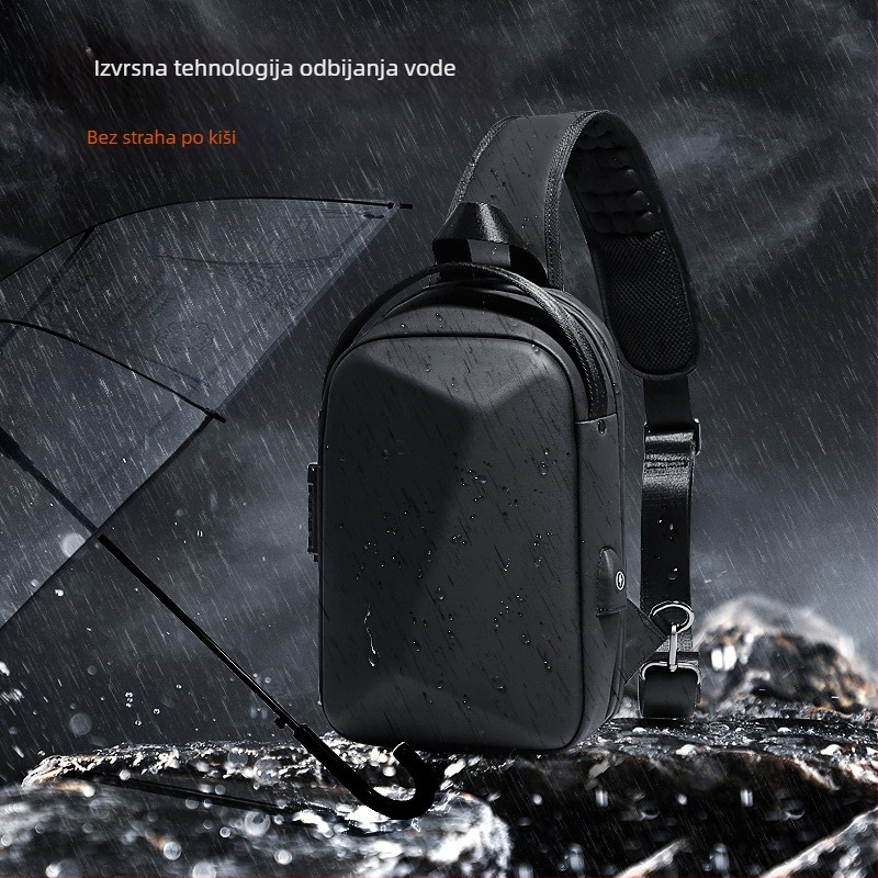 Muška torba za prsa, Oxford tkanina, protukrađa s zaključavanjem, unutarnji džepovi: džep na zip, džep za mobitel, džep za osobnu iskaznicu, džep za računalo, model F-5107