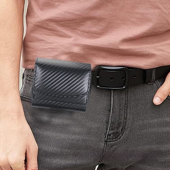 Torba za telefon od prave kože, kružnog oblika, otvaranje s poklopcem, tajni pretinac, unisex