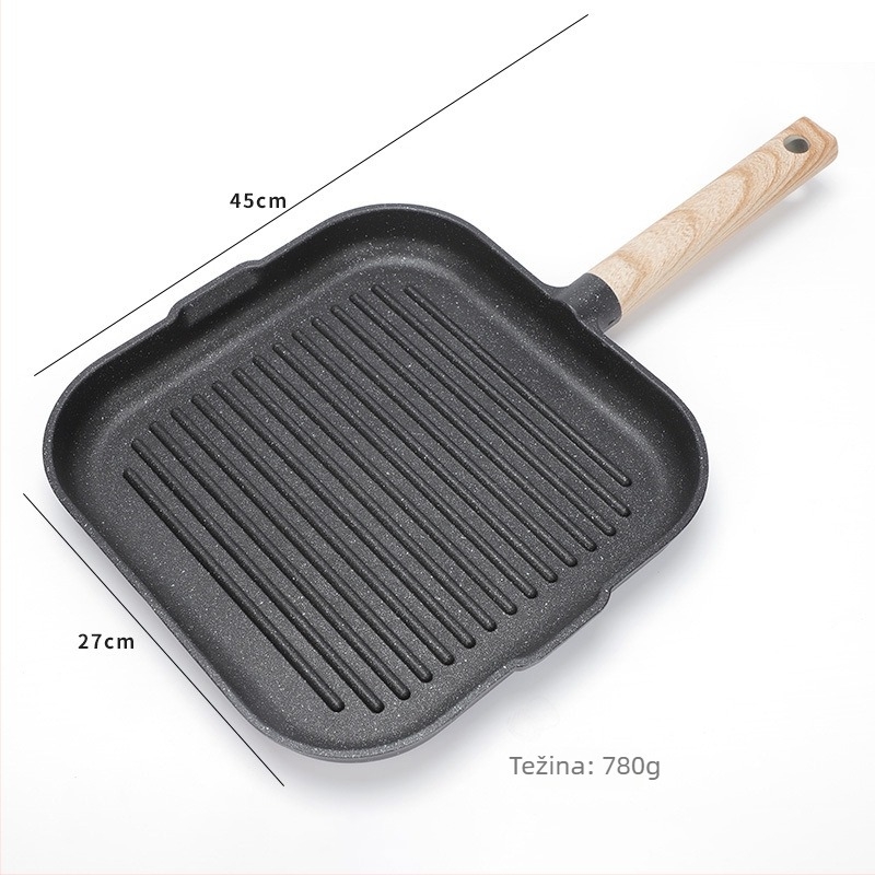 Tiganj za prženje s četiri otvora za jaja, aluminijska legura, neprianjajuća površina, pogodan za opće štednjake