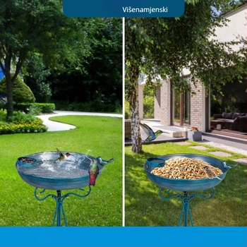 Željezna ukrasna za vrt za ptice – hranilica i napajanje, polu‑ručna i polu‑mehanička izrada, model Yf47050301