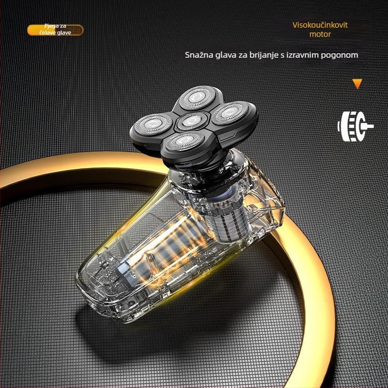 Muški brijač za ćelavu glavu — višenamjenski grooming set, vodootporan, 9W motor, TYPE-C punjenje, ugrađena baterija, za cijelo tijelo