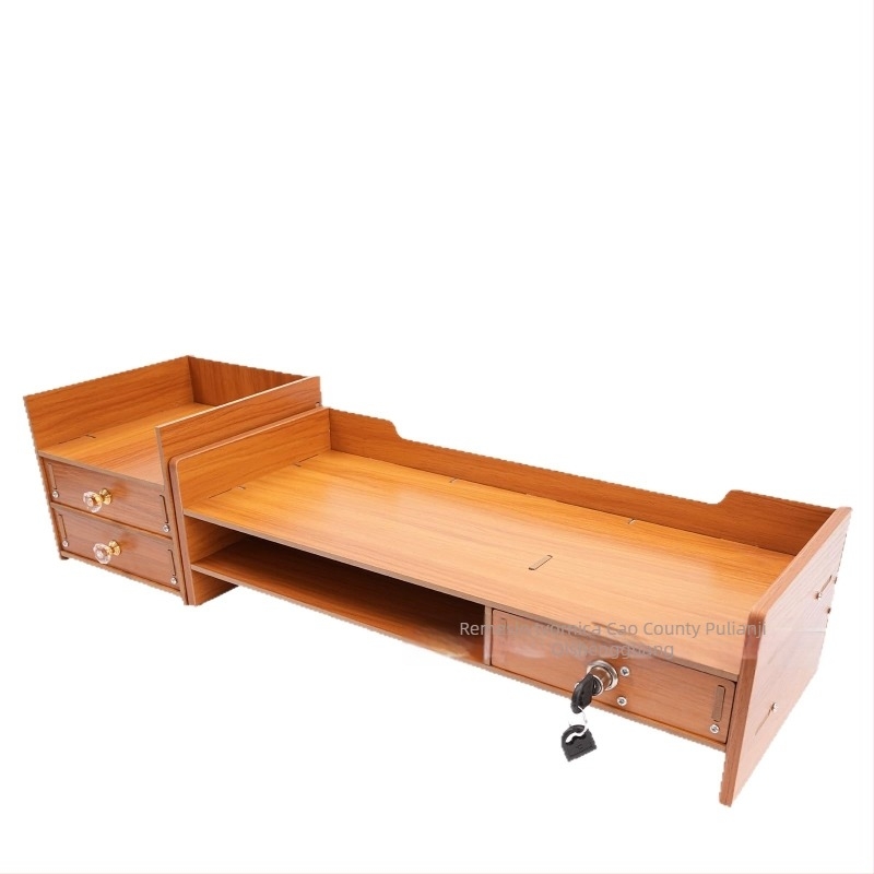 Drveni podizač monitora sa zaključavajućim izvučnim ladicama, podesiva visina, stolni organizator sa 2 sloja