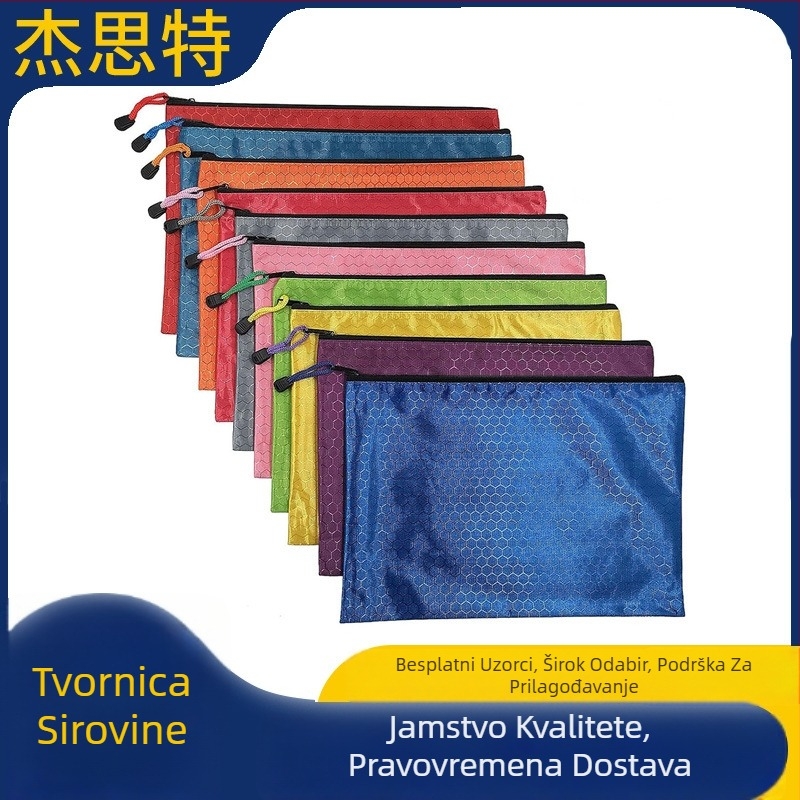 Vodootporna torba za dokumente sa zatvaračem od Oxford tkanine, kompatibilna s A4, moguć tisak logotipa, prilagodljivo