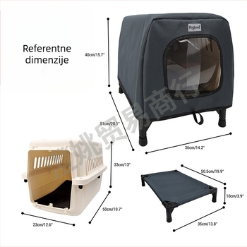 Poluzatvorena kućica za mačke i pse, zimna izolacija, uklonjiva kutija za putovanje, poliester + PP
