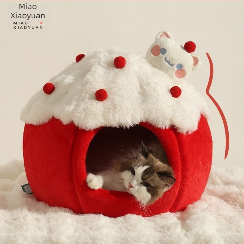 Zatvorena mačka kućica za zimu — gnijezdo i kavez; materijal: PP cotton; pogodno za mačke