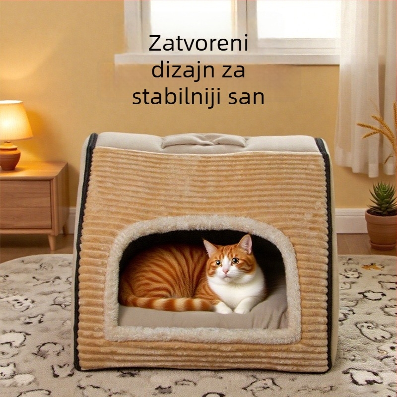 Poluzatvorena kućica za kućne ljubimce – za pse i mačke, četiri sezone, tkanina, model WCW024