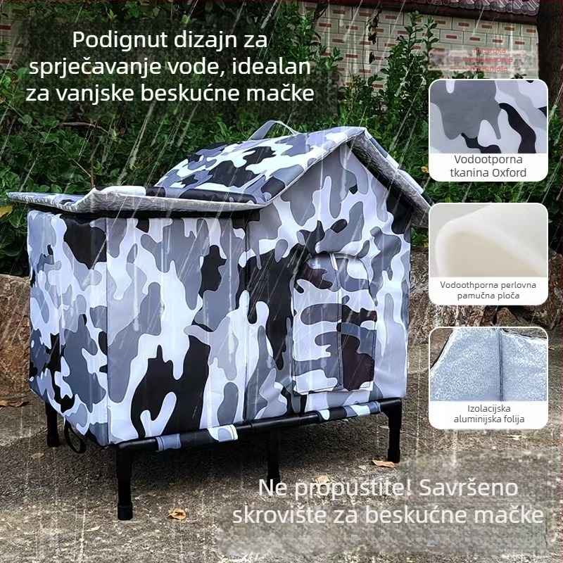 Vanjska drvena kućica za mačke • vodootporna • četverosezonska konstrukcija • periva • za mačke