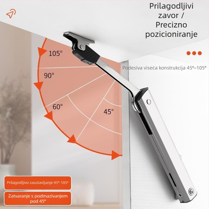 Hidraulni štap za vrata ormarića za preklopna vrata, model G68, hladno valjani čelik, moderan minimalistički stil