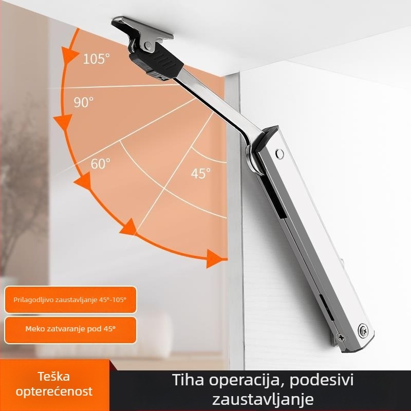 Hidraulni štap za vrata ormarića za preklopna vrata, model G68, hladno valjani čelik, moderan minimalistički stil